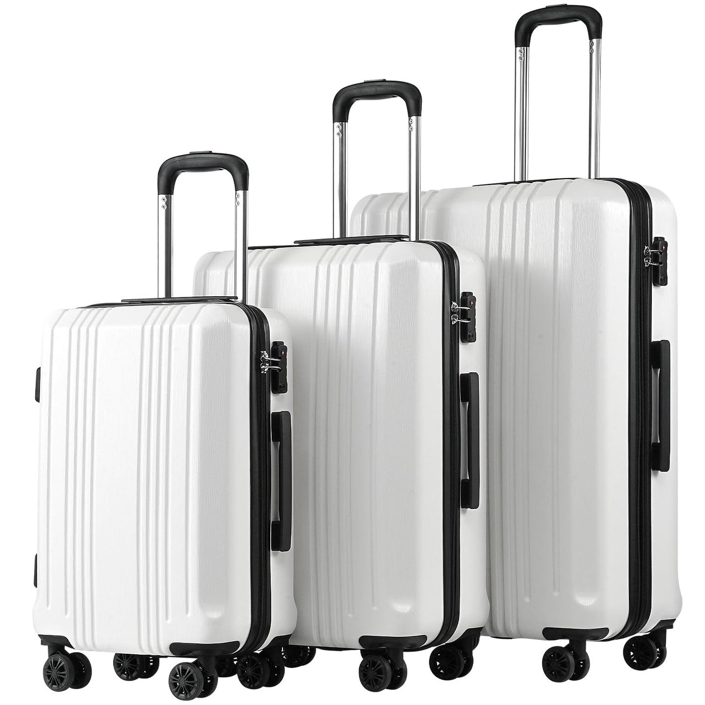 Coolife Luggage Expandable Suitcase PC+ABS 3 Piece Set with TSA Lock Spinner 20in24in28in