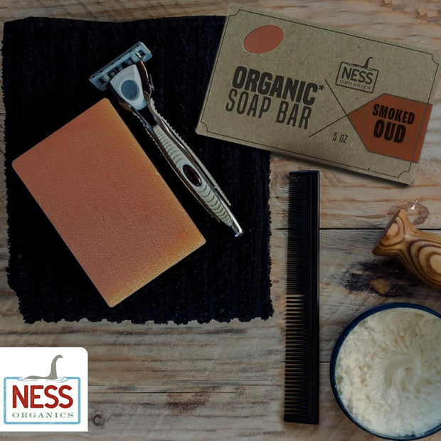 Ness Mens Soap Bar - Smoked OUD Scent - Natural Soap For Men - Mens Bar Soap With Organic Ingredients & Essential Oils - Moisturizing Bar Soap - Handmade In The USA, Cruelty Free, Vegan - 3 Pack