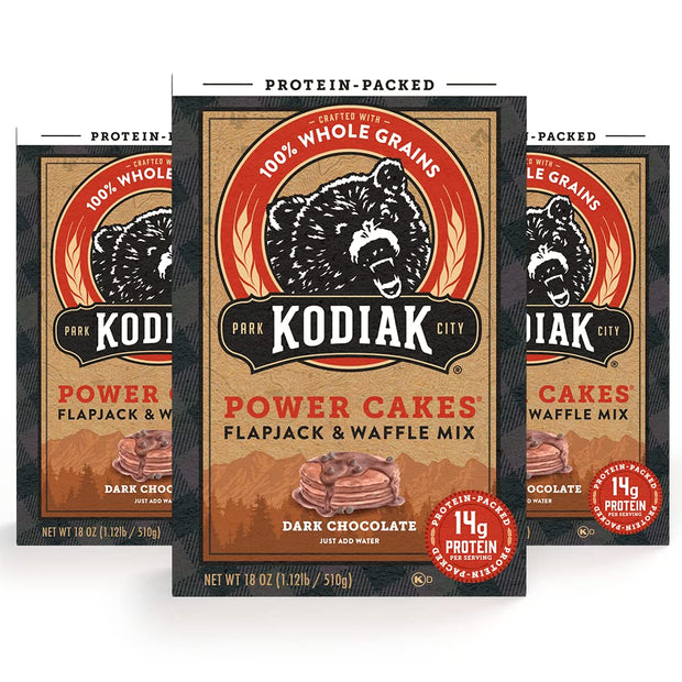Kodiak Cakes Power Cakes Variety Pack - Protein Pancake Mix Just Add Water - 100% Whole Grain Flapjack and Protein Waffle Mix - Buttermilk (2, 20oz) and Chocolate Chip (1, 18oz) Pancake Mix Bulk