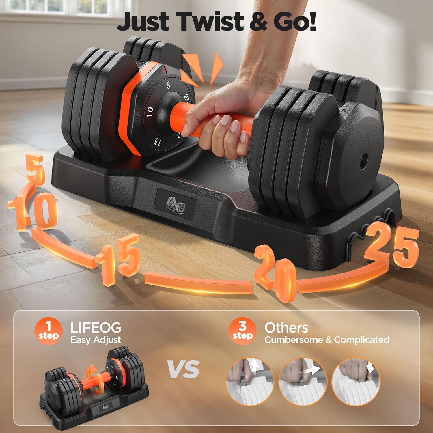 2025 Updated Adjustable Dumbbell Set of 2, 110lbs/50lbs Weights Dumbbell Set with Storage Box, 25lbs/55lbs Adjustable Weights with Anti-slip Silicone Grip, Weight Set For Home Gym Suit both Men and Women