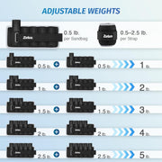 ZELUS 1 Pair Adjustable Ankle Weights, 2 4 6 8 10 lb Modularized Leg Weight Straps for Women Men, Weighted Ankle Weight Set with Removable Sandbags, 1-5 lb per Ankle Strap for Gym Yoga Jogging Walking