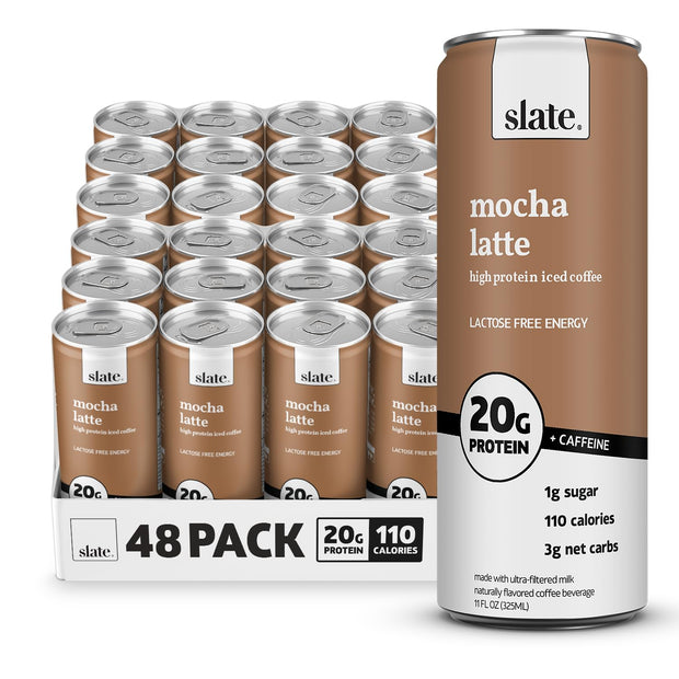 Slate Milk - High Protein Milk Shake - Core Variety Pack - Classic Chocolate, Dark Chocolate, French Vanilla - Lactose Free, 20g Protein, 1g Sugar, 100 Calories, 1-2g Net Carbs - 11 fl oz, 12 Cans