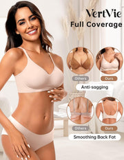 Vertvie Womens Seamless Bra No Underwire Comfort Push Up Bras Buttery Soft Wireless Bralette Full Coverage Sport Everyday Bra