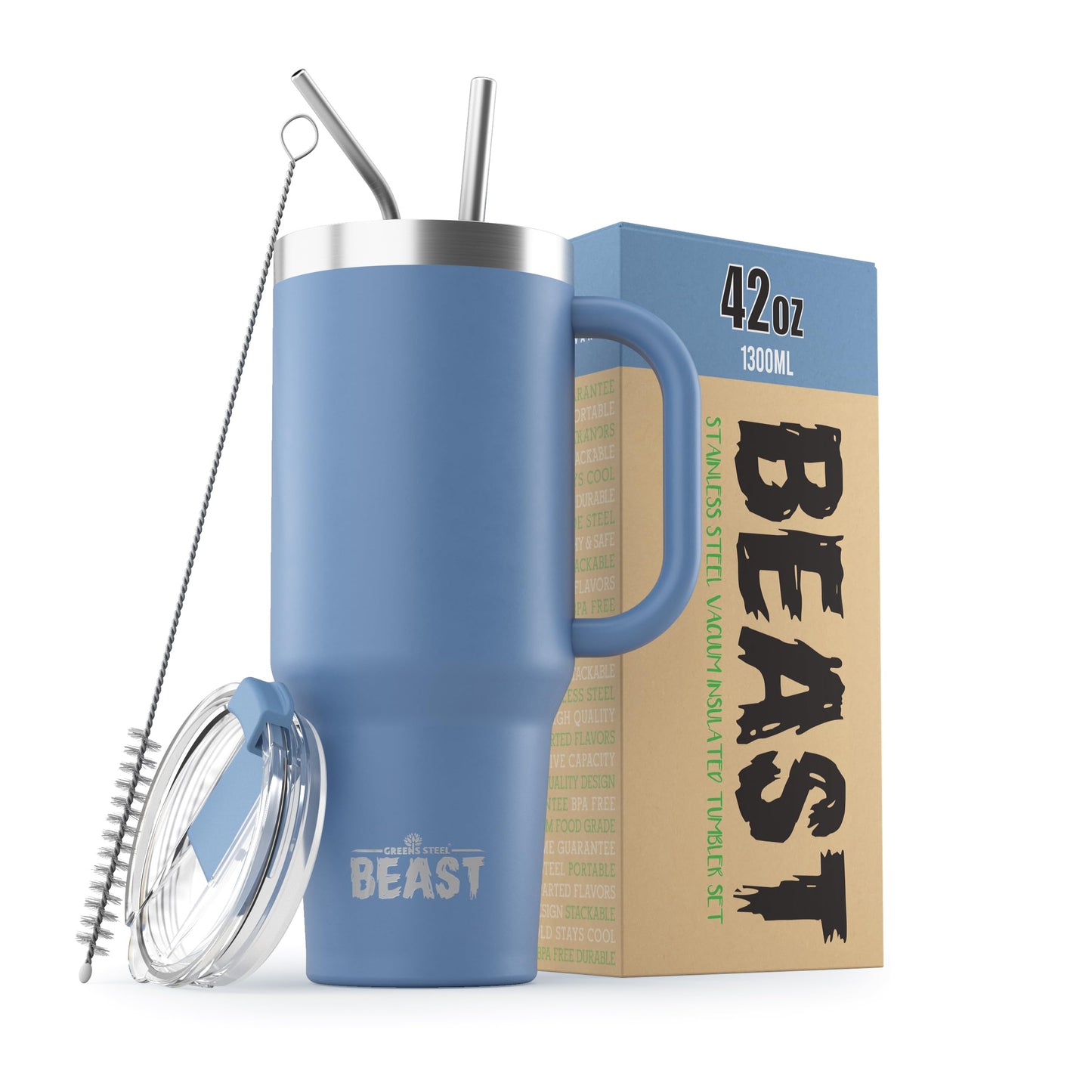 Beast 50 oz Tumbler Stainless Steel Vacuum Insulated Coffee Ice Cup Double Wall Travel Flask (Arctic White)
