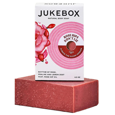 JUKEBOX Soap,Rose Hips Don't Lie Scent, Natural Bar Soap for Women, Cold Process, Bath Soap with No Harmful Ingredients, Created for All Skin Types, Rose, Praline, Lemon Zest-a Dr. Squatch Brand-4.5oz