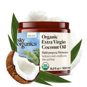 Sky Organics - Organic Coconut Oil & Vitamin E, 16.9 fl oz - Skin & Hair Ultra-Hydrating Oil - Fatty Acids & Antioxidants - Natural, Vegan & Cruelty Free - Skin Care & Hair Care w Ebook