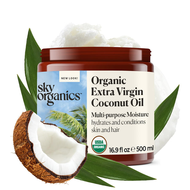 Sky Organics - Organic Coconut Oil & Vitamin E, 16.9 fl oz - Skin & Hair Ultra-Hydrating Oil - Fatty Acids & Antioxidants - Natural, Vegan & Cruelty Free - Skin Care & Hair Care w Ebook