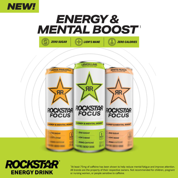 Rockstar Focus, Mixed Berry, 12 Fl Oz Cans (Pack of 12)