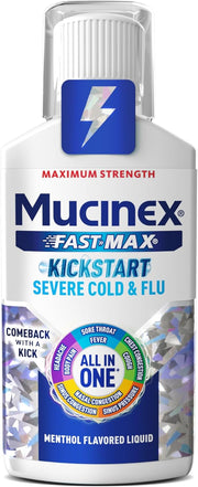 Mucinex Maximum Strength Fast-Max Cold & Flu and Nightshift, All-in-One Multi Symptom Relief Liquid, 6 Fl Oz - 2 Count (Pack of 1)