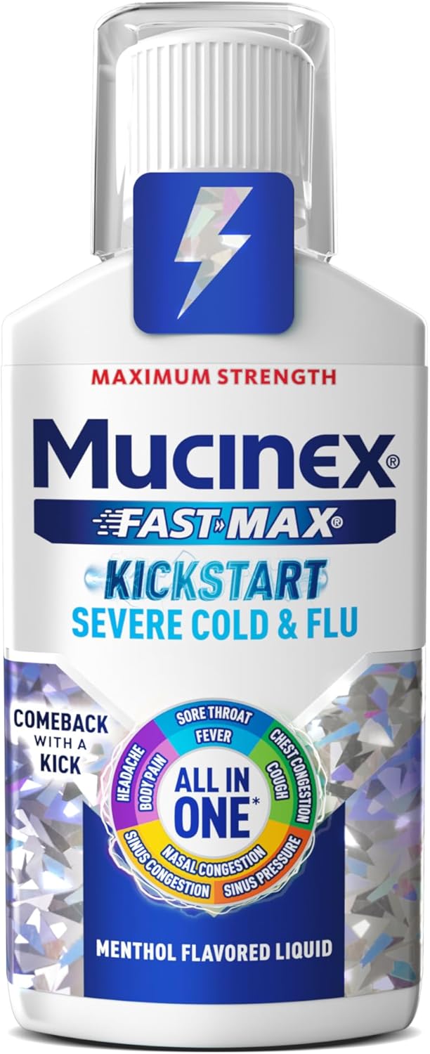 Mucinex Maximum Strength Fast-Max Cold & Flu and Nightshift, All-in-One Multi Symptom Relief Liquid, 6 Fl Oz - 2 Count (Pack of 1)