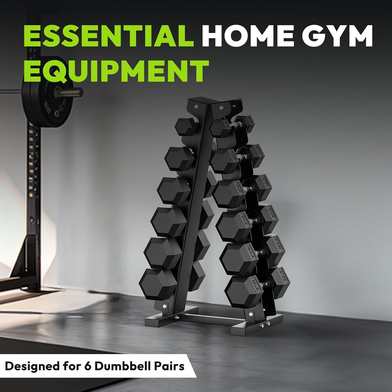 Hex Dumbbell Sets with Rack, 75-300 lb Rubber Encased Dumbbells for Strength Training, Exercise, and Fitness, Home Gym Weight Set with Rack