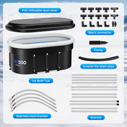 Upgraded 132-Gal Oval Ice Bath Tub with Air Ring, Portable Multi-Layered Cold Plunge Tub - Foldable & Inflatable, with Lid, for Athletes & Adults,Ideal for Home, Gym & Outdoor Use