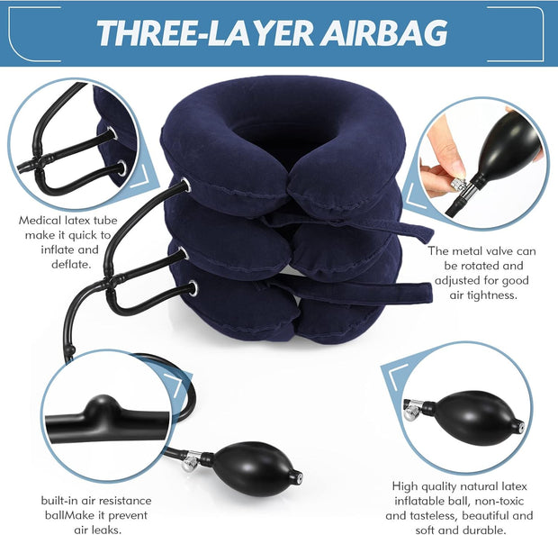 Neck Stretcher, Cervical Traction Device, Neck Traction Device, Neck Pain Relief, Adjustable Inflatable Neck Brace & Neck Stretcher Cervical Traction, Neck Decompression Home Use (Purple)