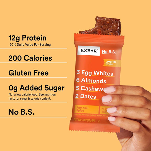 RXBAR Protein Bars, Protein Snack, Snack Bars, Pumpkin Spice, 22oz Box (12 Count)