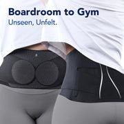 Ultra Thin Back Brace for Lower Back Pain Women, Enhanced Lumbar Support System, Seamless Yoga Fabric, Slim-Fit & Invisible, Wear under Clothes, Sciatica, Posture, Lifting, Rose, Size L