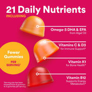 SmartyPants Women's Multivitamin Gummies - Improved Formula: Omega 3 (DHA/EPA), Methylfolate, CoQ10, Vitamin D3, C, Vitamin B12, B6, A, K & Zinc, Inositol, Gluten Free, 90 Count (30 Day Supply)