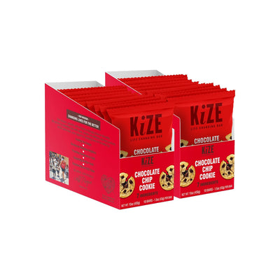 KiZE Energy Bars - Chocolate Chip Cookie - 20 Count - Almond-Butter-Based, Gluten Free, Dairy Free, Non-GMO, and High Protein Meal Replacement Energy Bars, Clean and Simple Food Ingredients - 10g High Protein Snacks (20 Count)