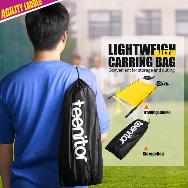 Teenitor Agility Ladder Speed Ladder Training Ladder for Soccer, Speed, Football Fitness Feet Training Carry Bag Agility Training Equipment 13 rungs, 23 feet