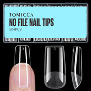TOMICCA Medium Almond Nail Tips, 504Pcs Acrylic, 12 Sizes Half Matte Soft Gel, Nail Extension for Beginner and Professional