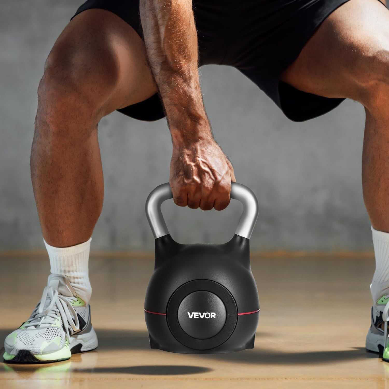 VEVOR Kettlebell, Adjustable Kettlebell with 7 Weight Levels, Die-Cast Aluminum and ABS Material, for Grip Strength Training, Full-body Workout & Cross-Training