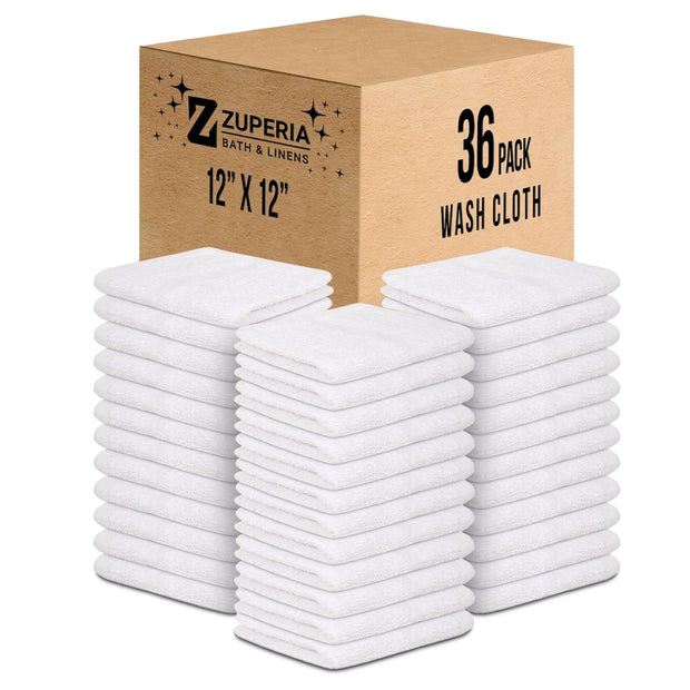 ZUPERIA White Bath Towels Bulk - 20 x 40 Inches, 100% Cotton Economy Light Weight Towels for Commercial Use - Quick Dry, Ultra-Soft, and Absorbent Bulk Towels (12 Pack)