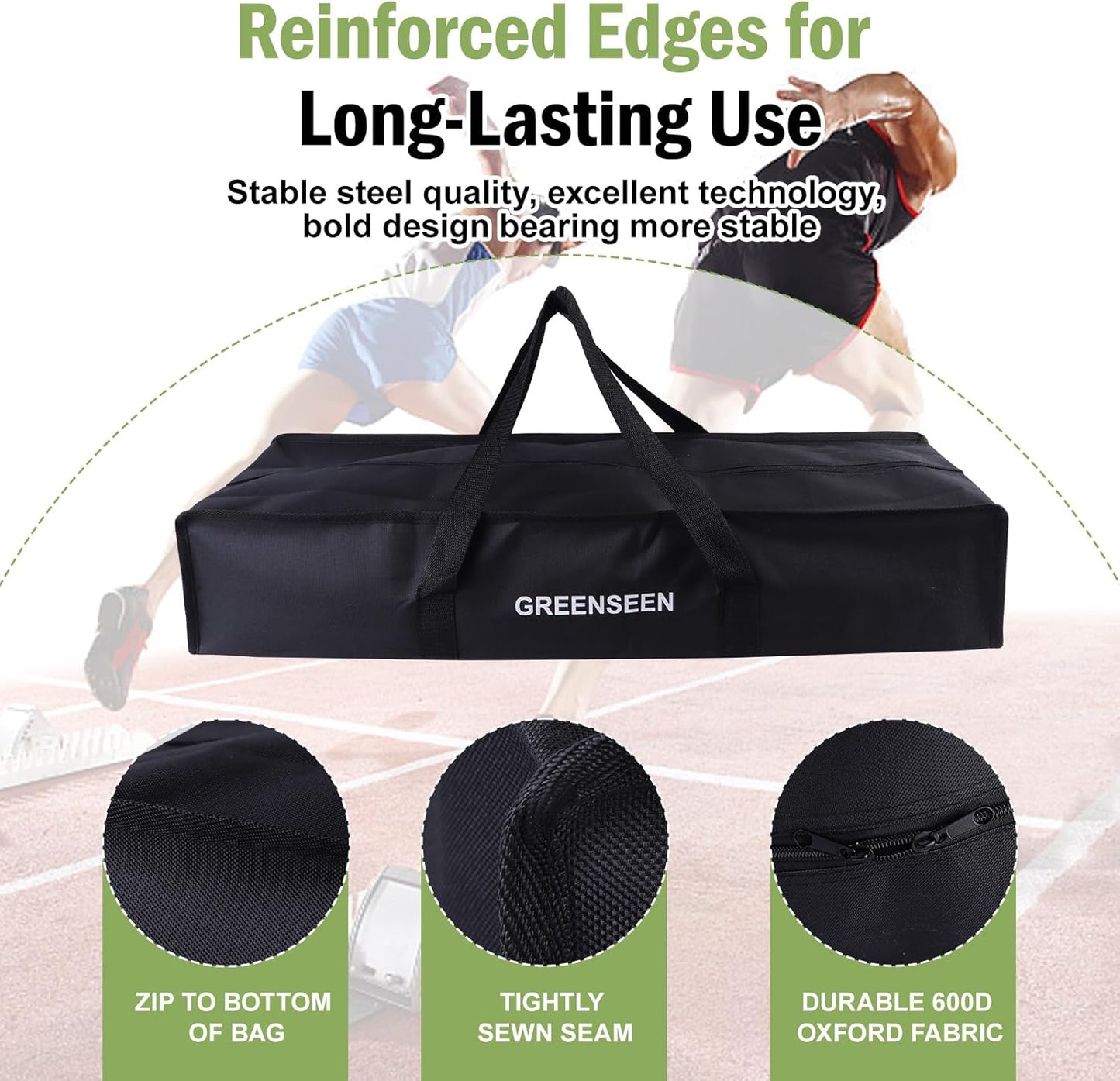 31.5" Foldable Extra Large Sports Duffel Bag For Track Starting Blocks - Waterproof Oxford, Black - with Zippers & Handles - Portable Track Bag, Foldable Gym Bags, Carry Bag for track and field