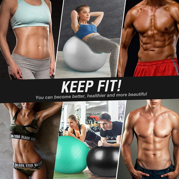 Yoga Ball, 18-30 Inch Extra Thick Exercise Ball for Workout Fitness Balance, Anti Burst Chair for Home and Office Desk, Includes Hand Pump & Workout Guide Access