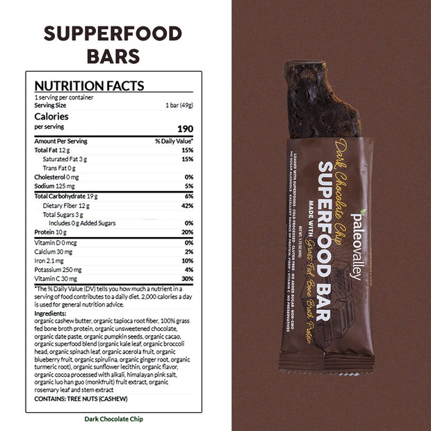 Paleovalley Superfood Bars – Apple Cinnamon– 10 Pack – 9g Protein per Bar – Gluten-Free, Grain-Free, Paleo, Non-GMO – On-the-Go Snack