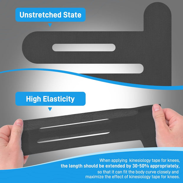 Kinesiology Tape for Knees, 10 Count Knee Tape for Knee Pain Relief Pre Cut, Latex Free Knee Tape, Support Muscles and Joints, Knee Kinesiology Tape Pre Cut, Waterproof and Elastic (Black)