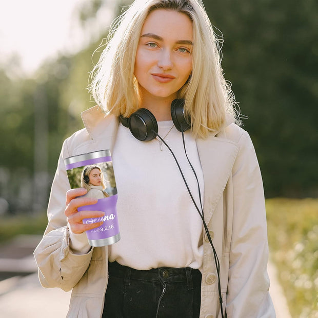 Personalized Tumbler With Name Picture, Custom Insulated Tumbler 30oz with Lids and Optional Straws, Custom Travel Tumblers Personalized, Birthday Christmas Father's Day Gift for Dad, Men
