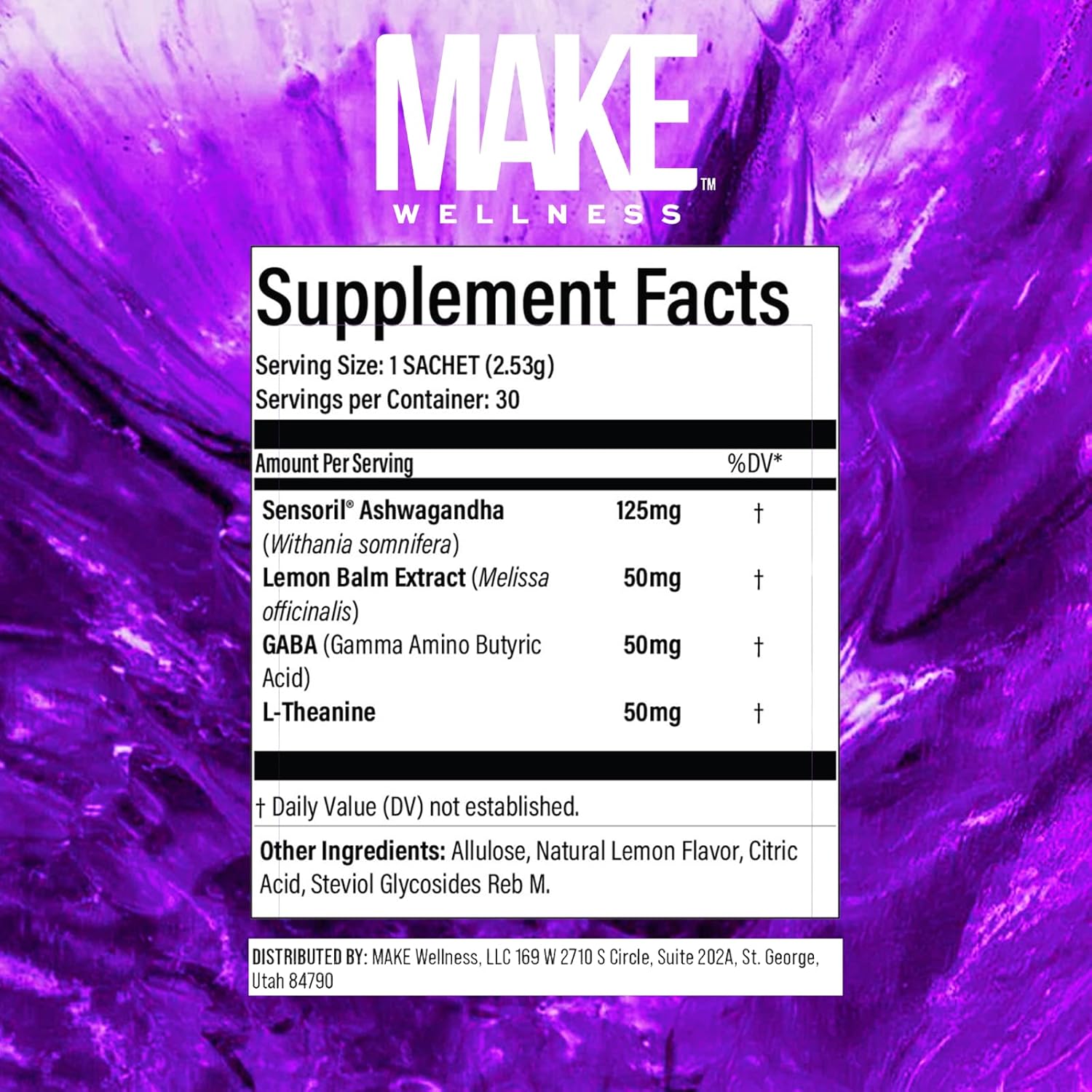 Calm Supplement | 30 Servings | Precision Peptide Support with Ashwagandha, GABA and L-Theanine | Lemon Citrus Flavor | On-The-Go Stick Packs