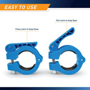 Marcy Adjustable Nylon Resin Olympic (2-inch) Barbell Lock Collar Clips with Quick Release Latch for Weight Training & Fitness Training, Blue, OBC-9BL