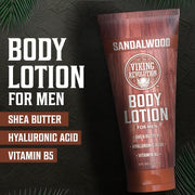 Viking Revolution Sandalwood Body Lotion for Men – Mens Lotion for Dry Skin with Shea Butter, Hyaluronic Acid and Vitamin B5 – Nourishing Mens Body Lotion for Hydrated and Smooth Skin (8oz, 1 Pack)