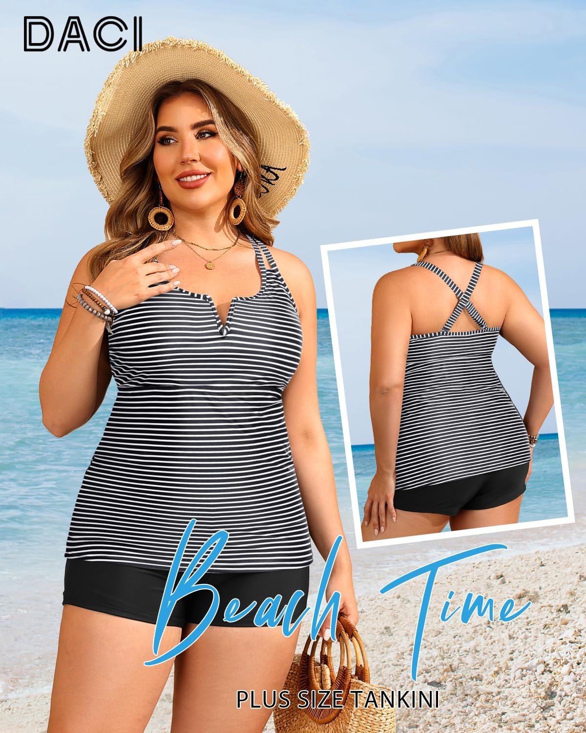 Daci Women's Plus Size Tankini Swimsuit - Two Piece Bathing Suit with Shorts Tummy Control Swimwear with V-Wire 2025