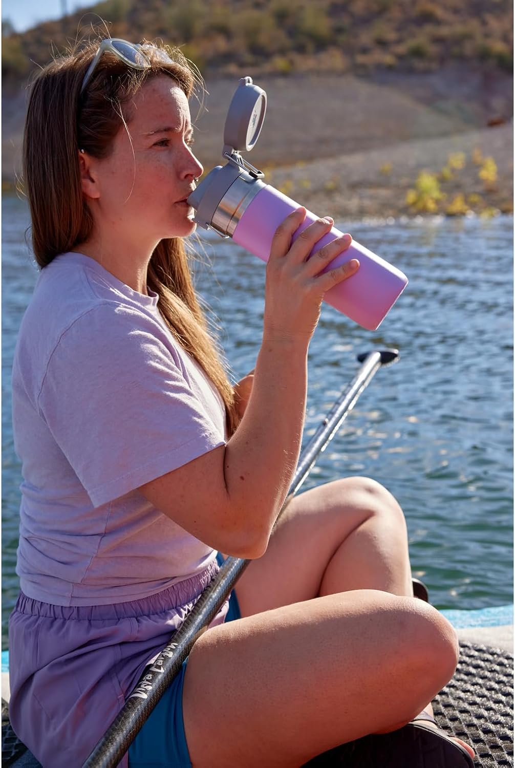 Stanley Quick Flip GO Water Bottle 24 oz | Push Button Lid | Leakproof and Packable for Travel and Sports | Insulated Stainless Steel | BPA-Free | Frost
