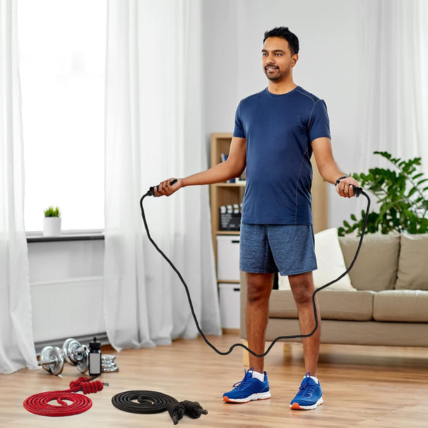 Lewtemi 2 Pcs Flow Exercise Rope for Fitness Flow Double Braid Workout Rope with Cloth Bags Adjustable Length Jump for Working out Men Women Gym Training Indoor Outdoor, 9 ft