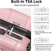 KYME Pink Luggage Sets 3 Piece (22in/26in/30in) Hard Shell Suitcases with Wheels Hardside Suitcase Set with TSA Lock Travel Rolling Luggage Set for Women Men
