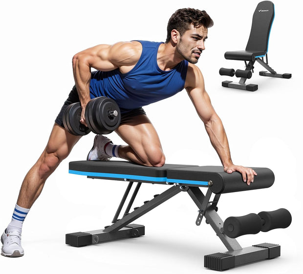 MERACH Weight Bench, Foldable Weight Benches for Home Gym with 990 LBS, Adjustable Weight Bench with 72 Training Angles, Incline Bench Press for Full Body