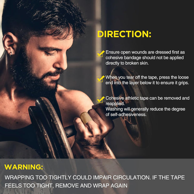 OK TAPE 12 Rolls Self Adhesive Bandage Wrap, Elastic Athletic Tape, Self Stick Bandage Tape, Vet Wrap, Medical Wrap for Wrist, Feet, 2" x 5 Yards - White