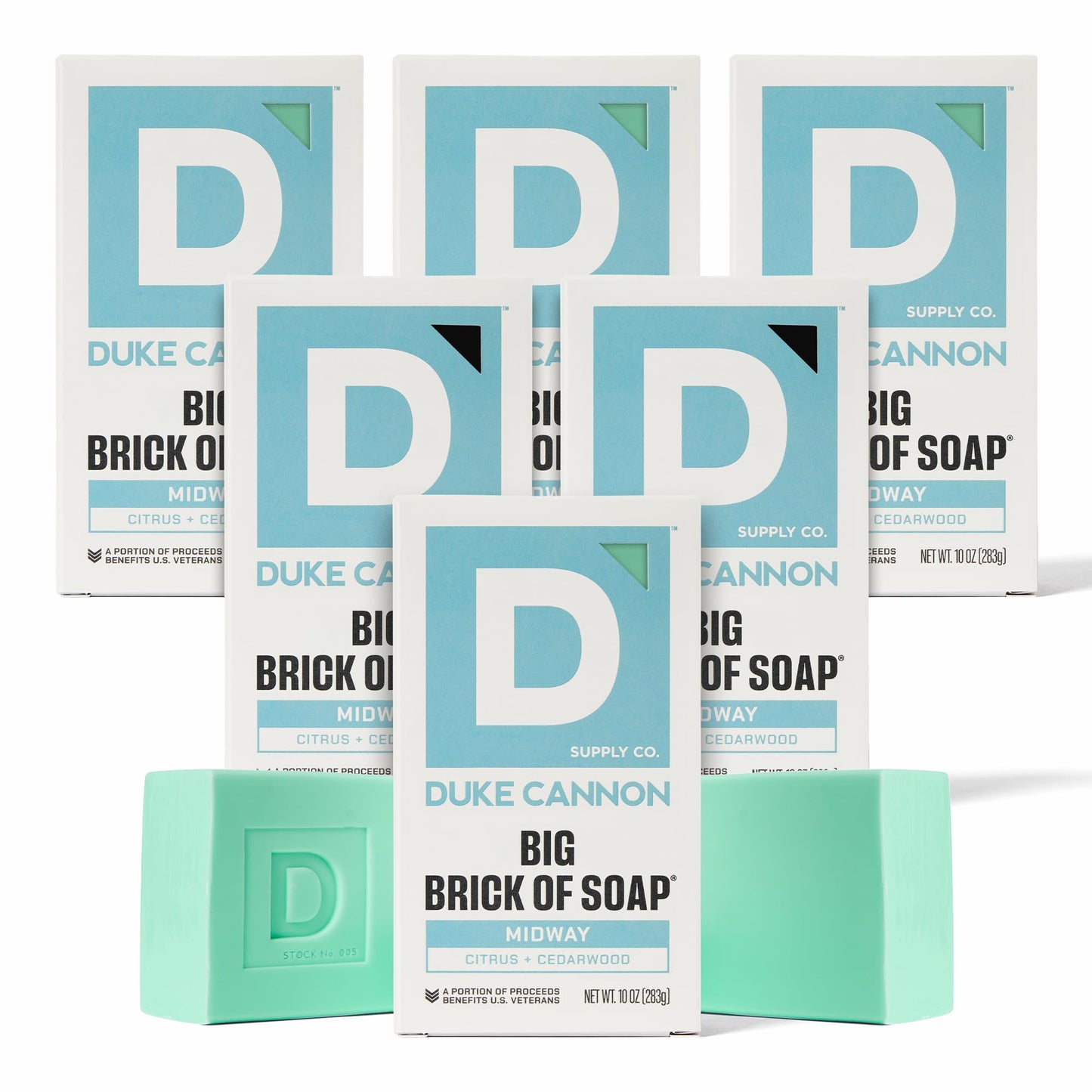 Duke Cannon Supply Co. Big Brick of Soap Bar for Men, LEAF & LEATHER - Extra Large, Masculine Scents, All Skin Types, Paraben-Free, 10 oz (Pack of 6)