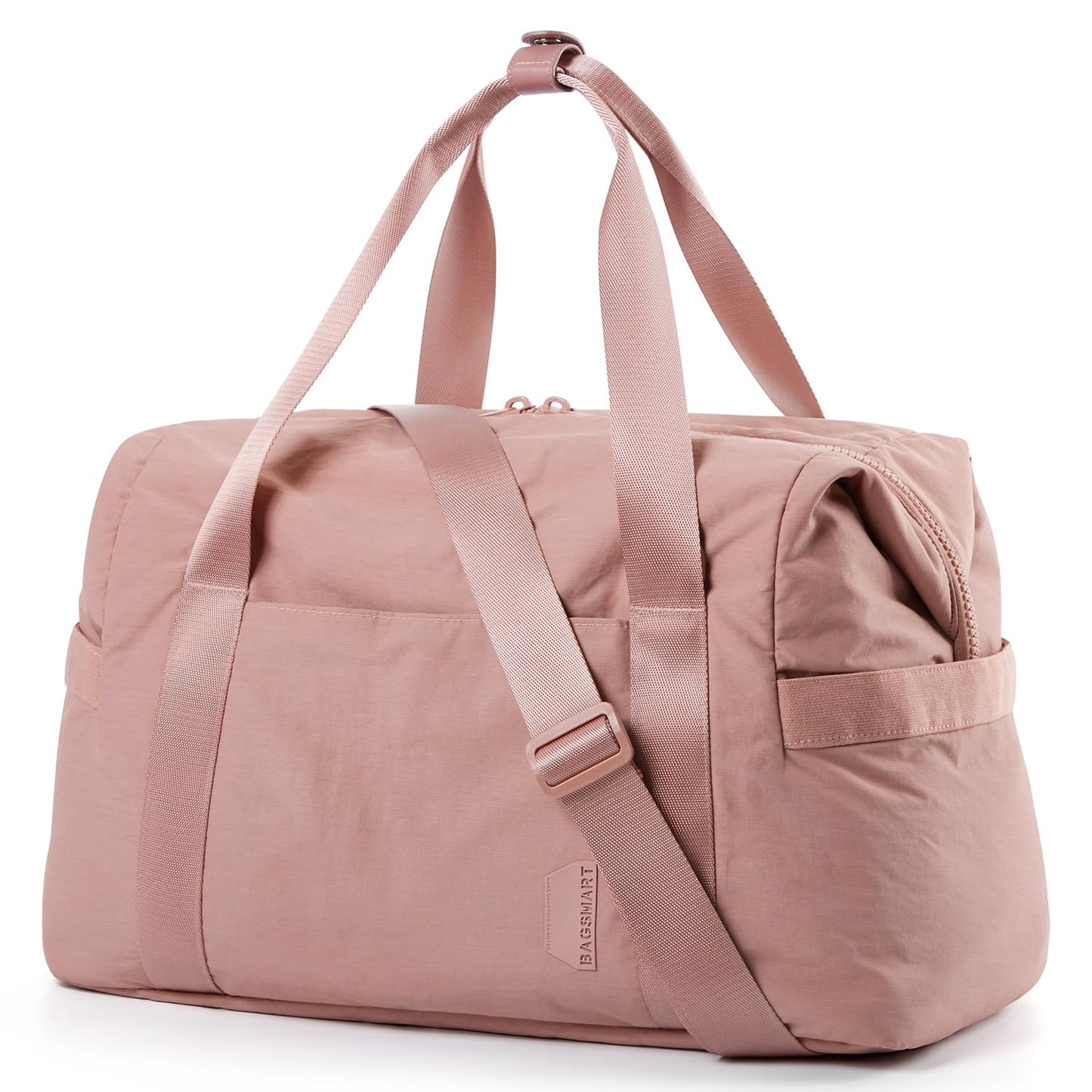 BAGSMART Gym Bag for Women, Carry on Weekender Overnight Bag, Travel Duffel Bags with Trolley Sleeve, Personal Item Travel Bag Tote Bag Workout Dance Bag(Pink,Medium)