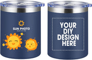 Personalized Custom Tumbler Print in USA 12oz Stainless Steel Travel Coffee Cup with Lid & Straw Double Wall Insulated Mug With Colorful Text Logo Photo