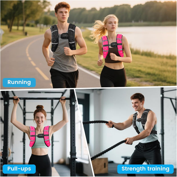 Weighted Vest for Woman Men, 6lb/8lb/12lb/16lb/20lb/30lb Weight Vest with Reflective Stripe, Weight Vests Adjustable for Walking, Weight Loss, Training, Running