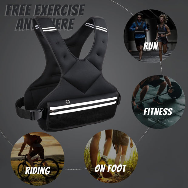 JoyPlus Adjustable Weight Vest,Strength Training Running Vest, Workout Equipment, Sport Exercise, Fitness, Weight Loss for Men 12LB, Women 8LB, Velcro or Buckle