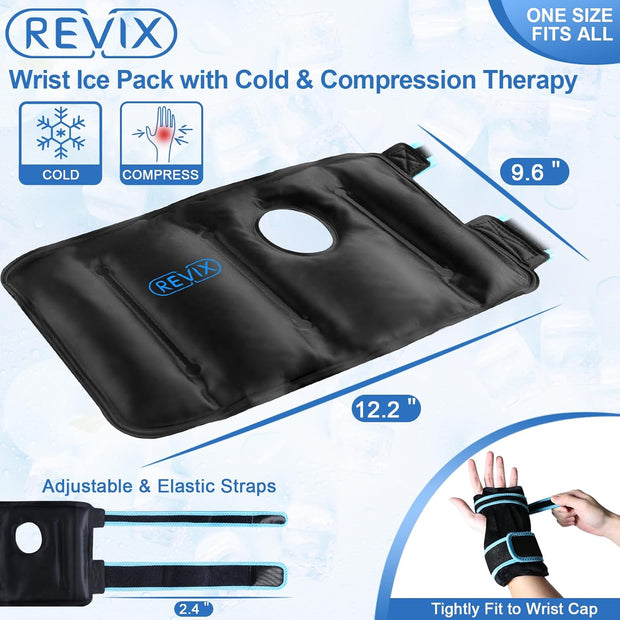 REVIX Wrist Ice Pack Wrap for Carpal Tunnel, Reusable Gel Ice Pack for Hand Relaxation, Cold Compress, Enhancing Comfort and Soothing Fatigue, 1Pack