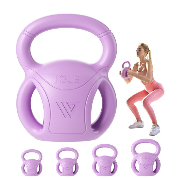 RUNWE 3 Handle Kettlebells Weight - Weight for Women Options 5, 10, 15 and 20 LB for Russian Twists AB Exercise, Weightlifting and Core Fitness Exercise Home Gym [Single in Sold]