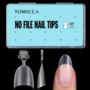 TOMICCA Short Coffin Nail Tips, 240Pcs Acrylic Half Cover Nail Tips Coffin, No C Curve Full Matte Gel Nail Tips Short, Nail Extension Tips for Beginner and Professional 12 Sizes