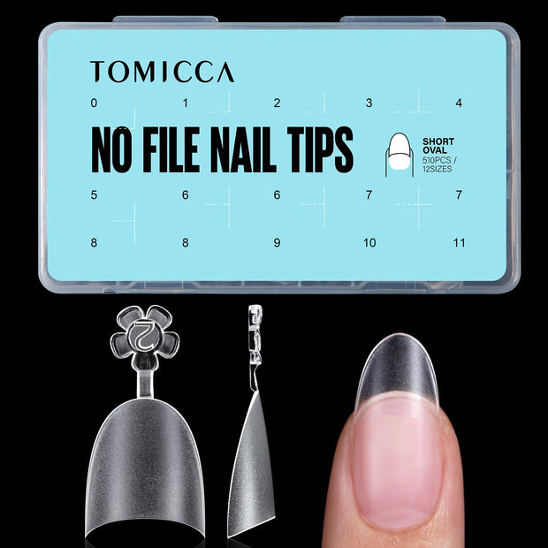 TOMICCA Short Coffin Nail Tips, 240Pcs Acrylic Half Cover Nail Tips Coffin, No C Curve Full Matte Gel Nail Tips Short, Nail Extension Tips for Beginner and Professional 12 Sizes