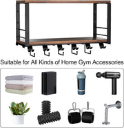 TJ.MOREE 2 Tier Floating Shelf Compatible with Tonal Accessories, T-Bracket Lock Adapters Hanger, Wall Mount Home Gym Storage Rack for Fitness Equipment