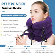 Neck Stretcher, Cervical Traction Device, Neck Traction Device, Neck Pain Relief, Adjustable Inflatable Neck Brace & Neck Stretcher Cervical Traction, Neck Decompression Home Use (Purple)